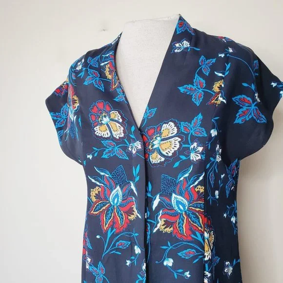 H&M Navy Floral Cottagecore Maxi Shirt Dress - Picture 4 of 9